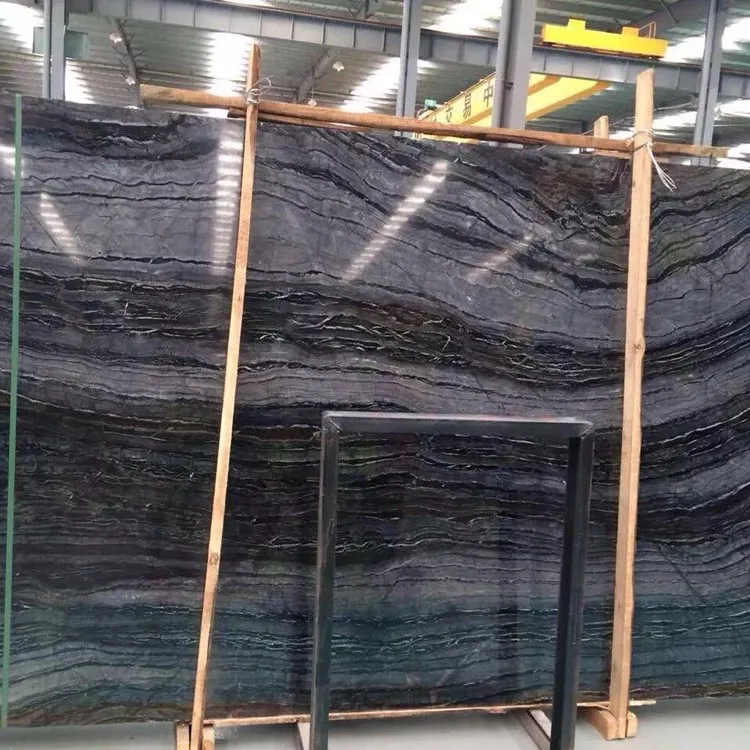 Low Price Great Quality Chinese Zebra Tree Black Forest Marble Tile On Sale