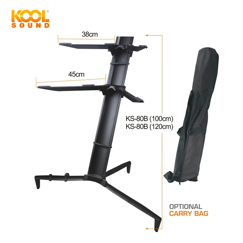 Kool Sound Wholesale Fashion Aluminum Double Keyboard Stand Black