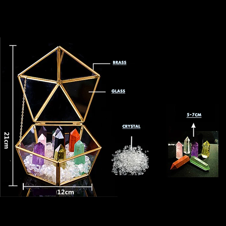 Seven kinds of crystal healing point crystal reiki healing box
