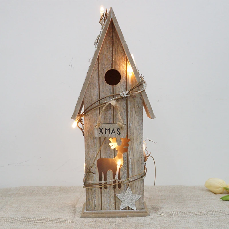 Hot sale festival christmas deer shaped  home decoration wooden light LED light