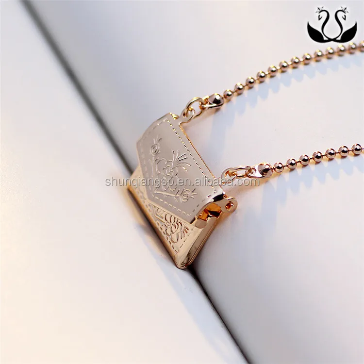 Custom Copper Book Sahped Floating Locket Necklace For Girls