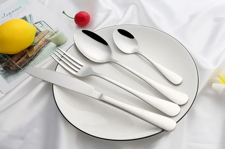 Wholesale high quality elegant cutlery stainless steel knife fork spoon flatware set gift hotel restaurant tableware custom logo