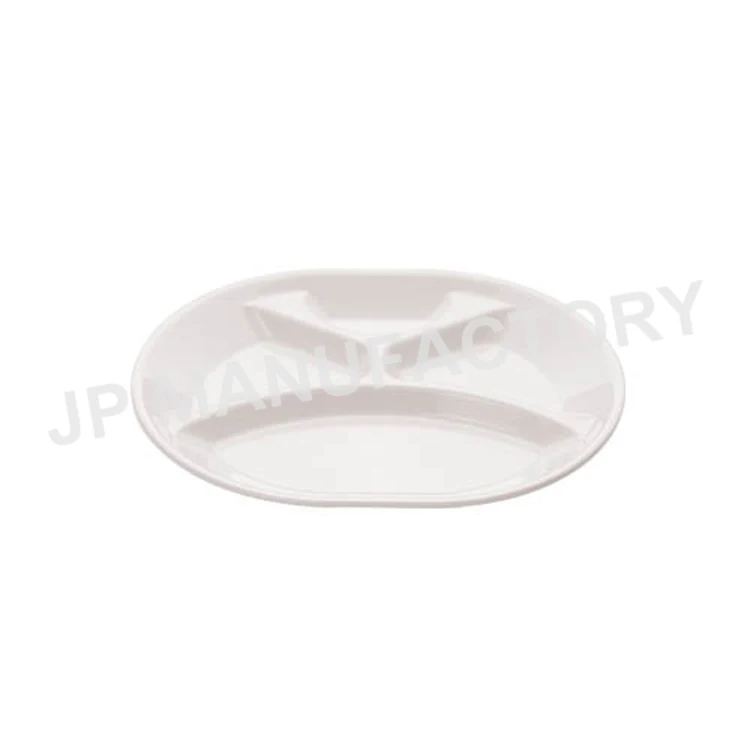 Good quality round shape 4 compartment melamine dinner plate for canteen