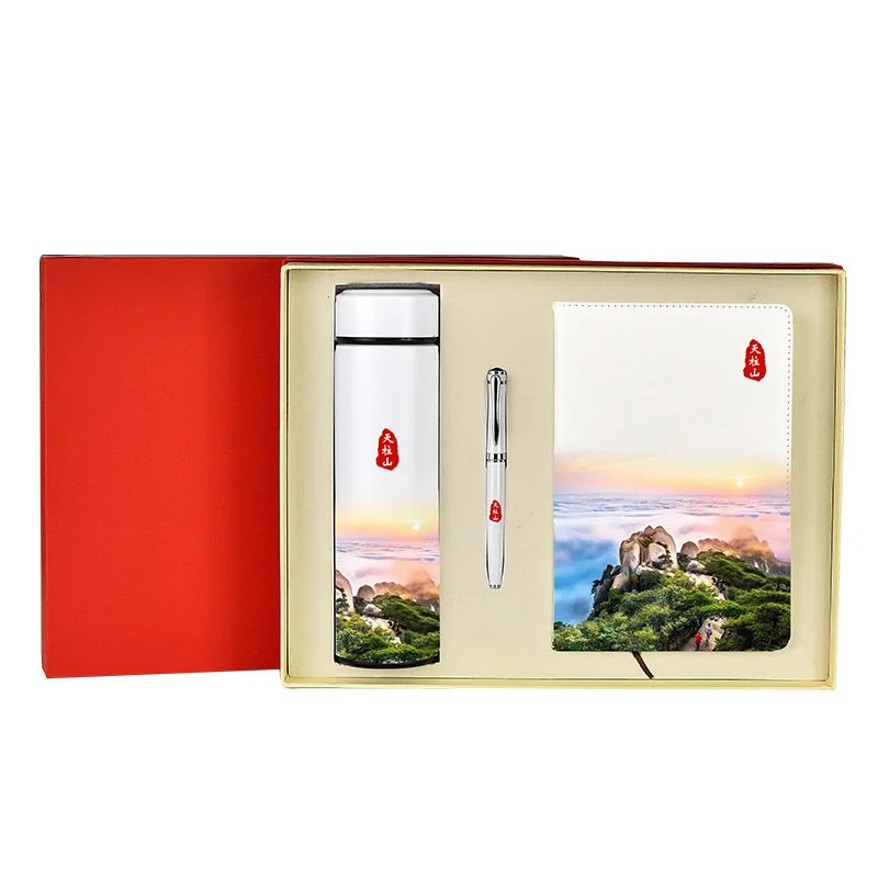 Luxury corporate gift set promotional notebook vacuum cup souvenir gift cup set