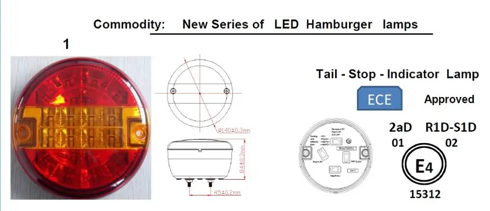 
Led Trailer light Tail/Stop/Turn lamp - 12V/24V - 20 Led Red Rear Lamp - 140mm - For Truck,Trailer,Lorry,Van Cara 