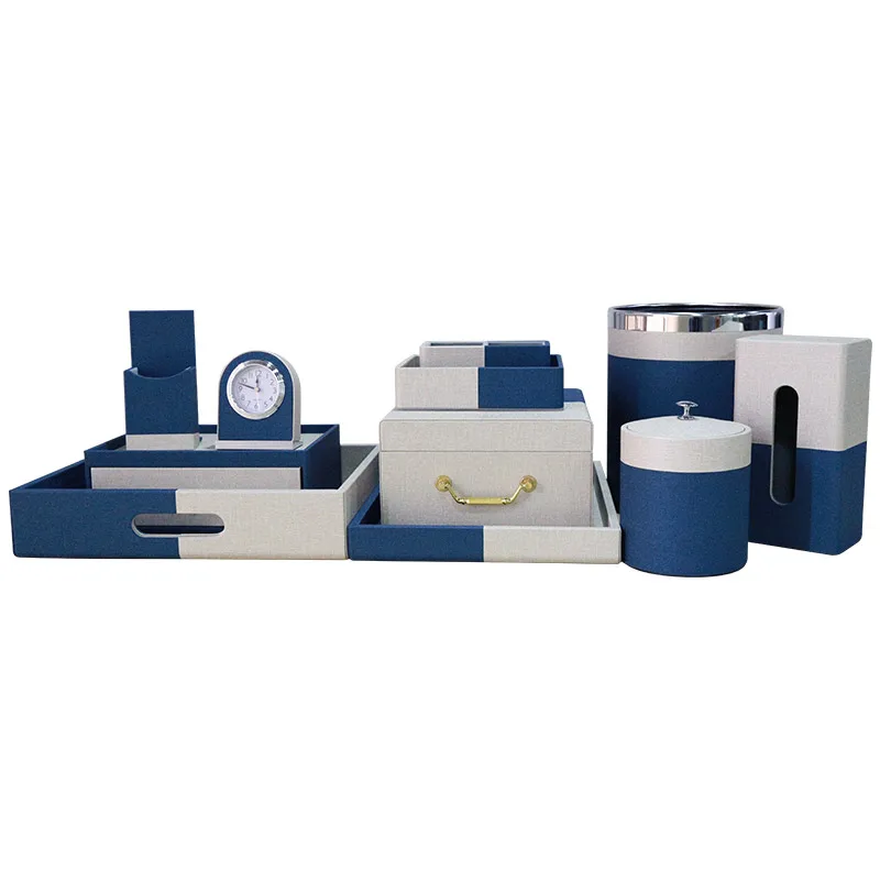 China Custom Leather Desktop Hotel Supplies Leather Sets for Hotel