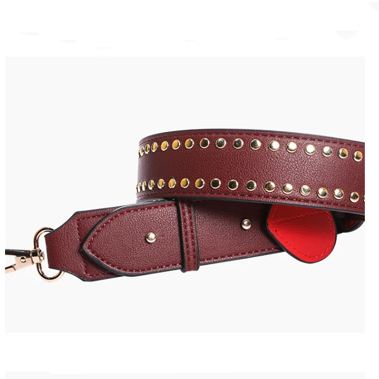 Widely Use Genuine Leather Shoulder Strap With Shiny Rivet With Adjustable Length