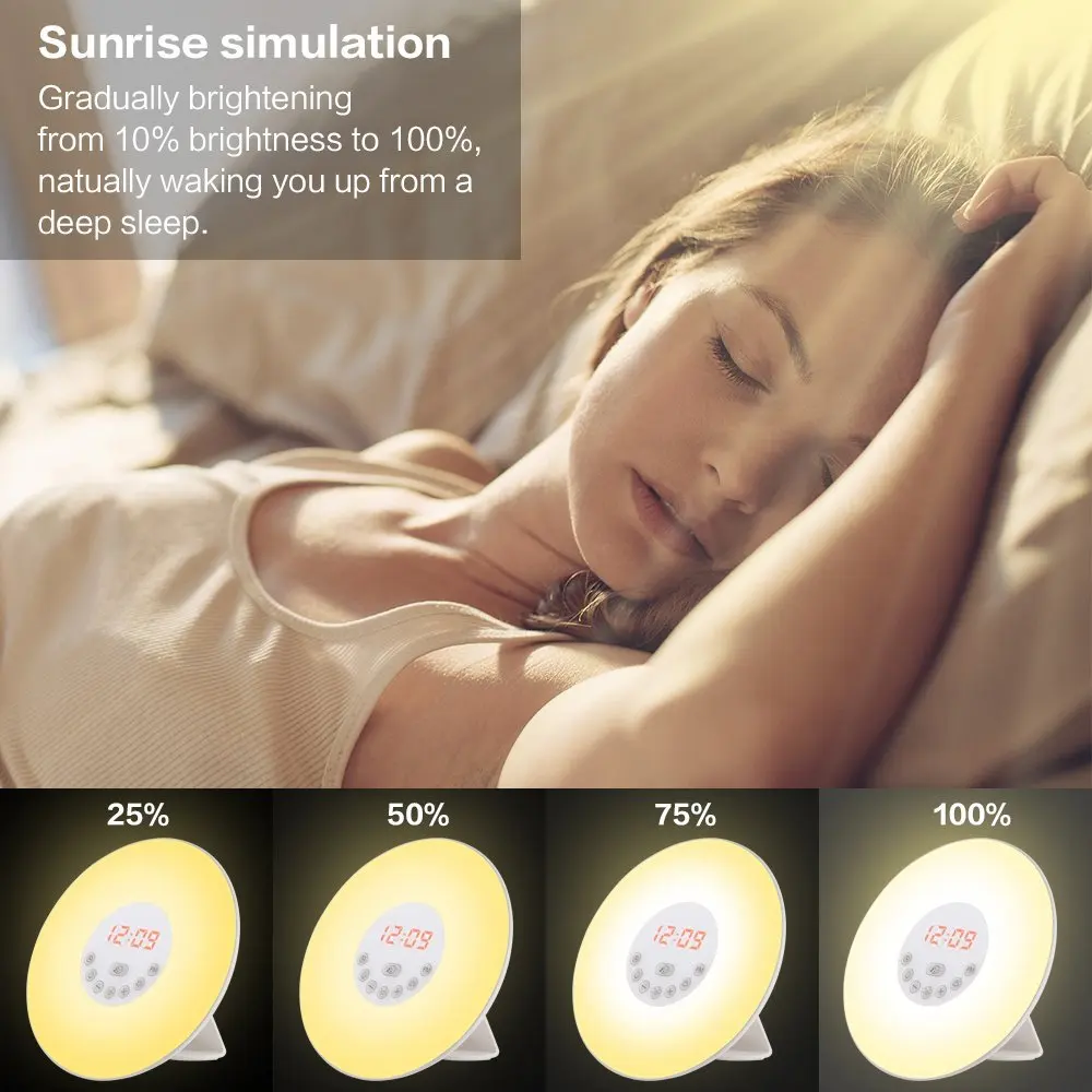 2023 Лидер продаж цифровые светодиодные настольные часы с подсветкой для пробуждения умный звуковой аппарат сна FM-радио будильник
