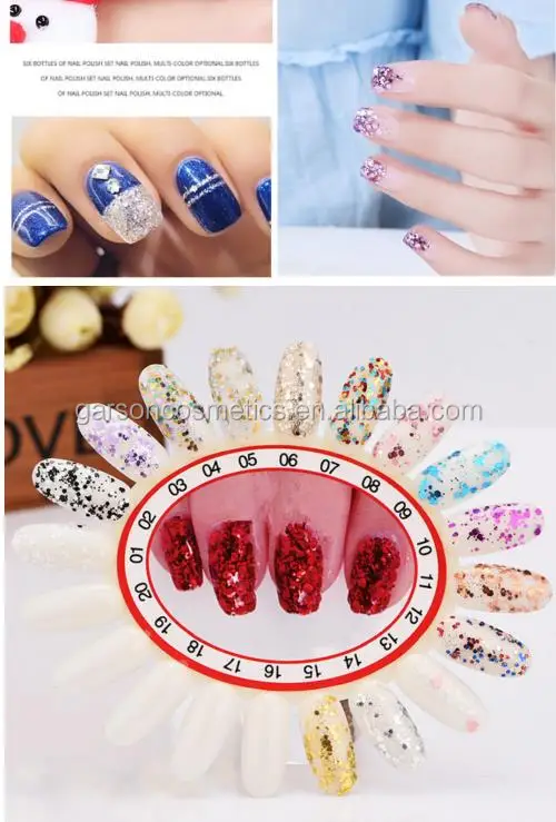 Garson OEM private logo 10 ml shiny glitter sequins nail polish clear nail art soak off nail polish