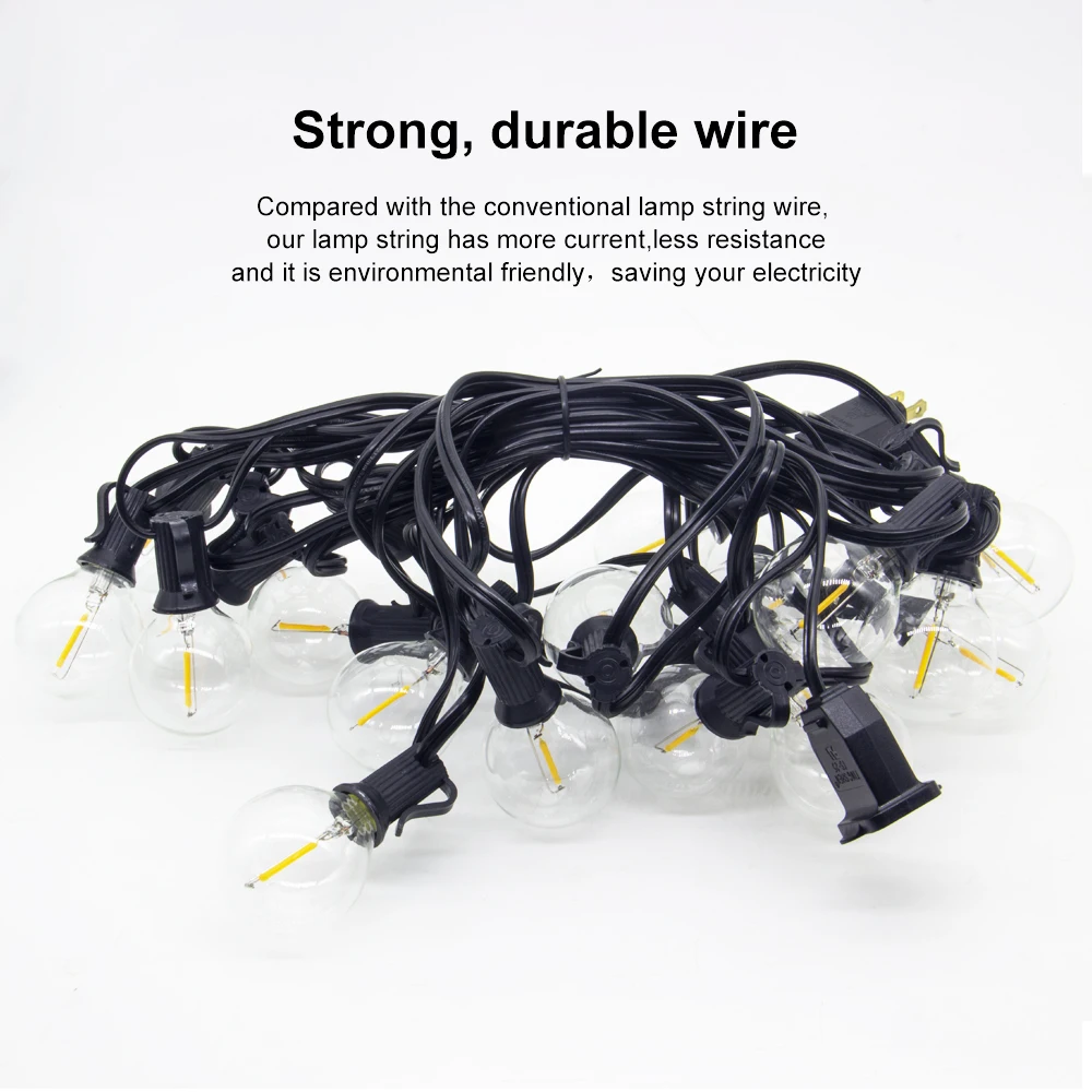 Hot Promotion!Amazon Hot Selling 10W Colorful 18Feet Long G40 Holiday Decoration String Light