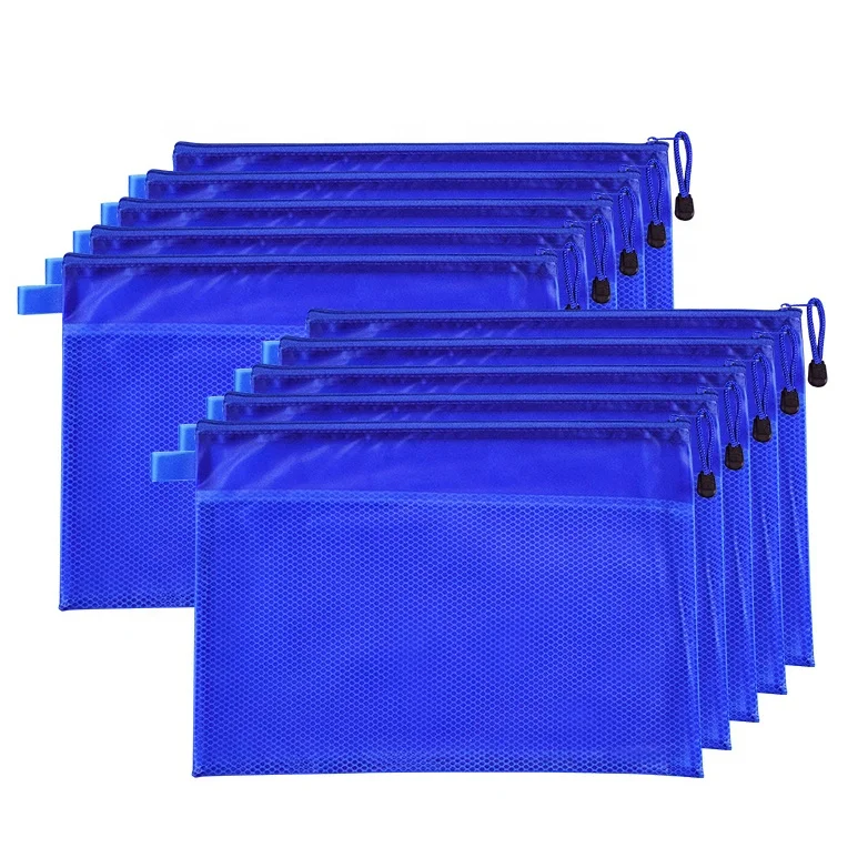 
Custom A5 zipper mesh PVC plastic organizer document holder bag 