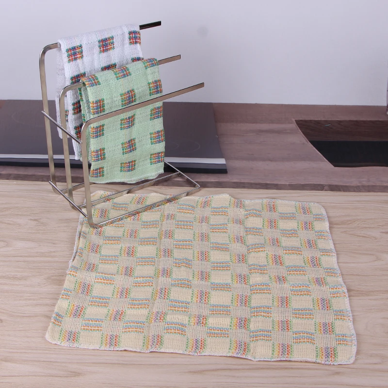 Doctorhome 100% cotton colorful double yarn-dyed waffle weave dish towel cloth