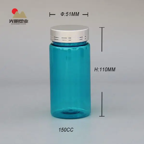 Best Recommend 150ml pet plastic Pharmaceutical blue plastic pill bottles can with screw cap for medicine