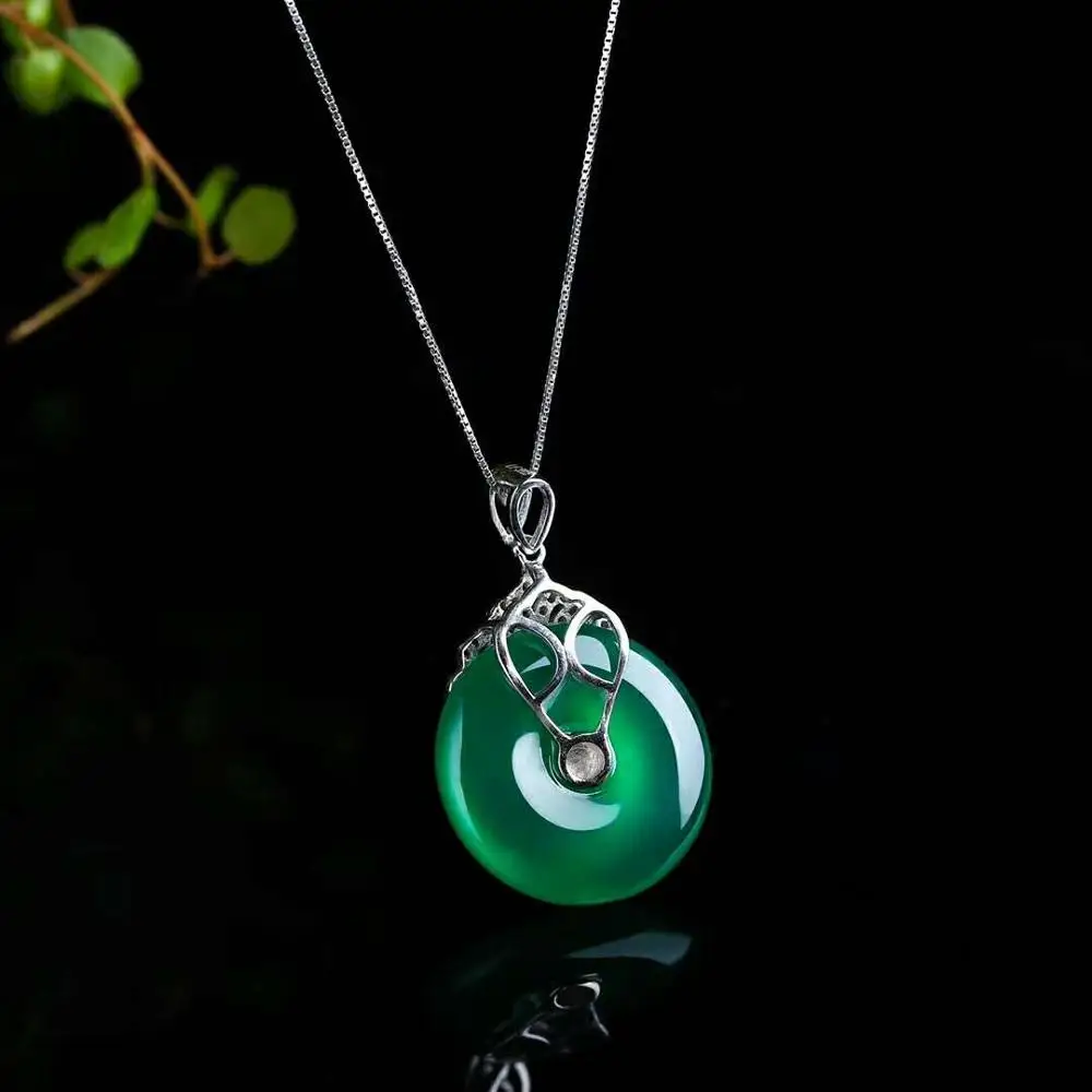 gemstone jewelry wholesale classic 925 Natural green yellow jade Chalcedony pendant Necklace for women