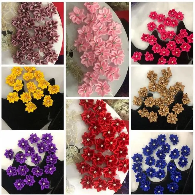 3CM Cute Handmade Flowers Small Satin Ribbon Lingerie Bows Garment Accessories