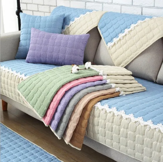 Charmcci 600214 Summer simple cushion sofa cover leather flax non-slip high quality satin 3 places living room printed