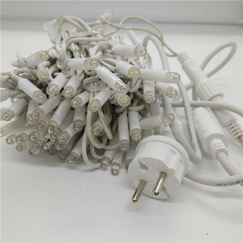 10m 100 LED Garland Christmas Tree Rubber Cable Connectable European Uk Plug Strong Rope String Light Chain For Outdoor