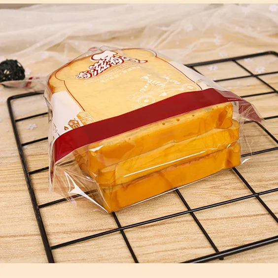 Tin tie seal heat cutting  Custom logo printed transparent sliced bread packing PP bags for bakery