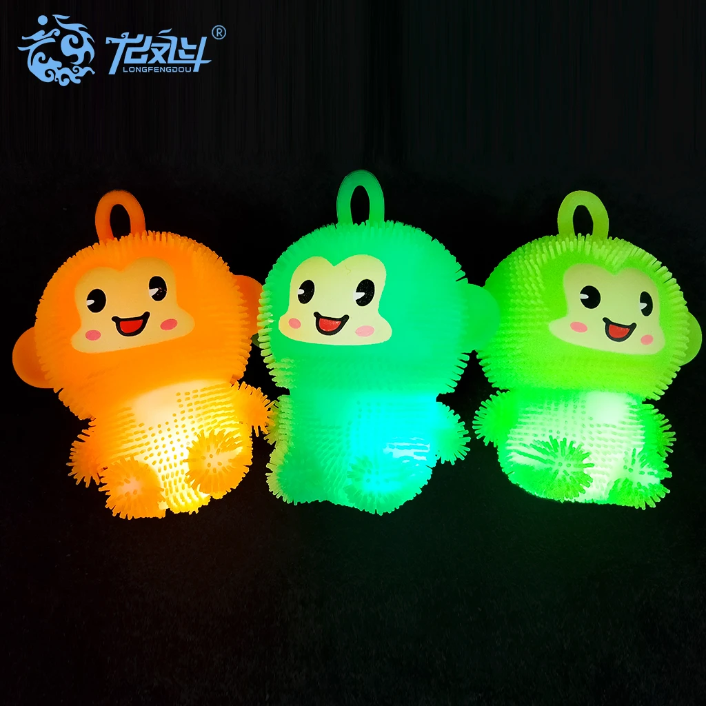 TPR yoyo Monkey Puffer Ball flashing puffer ball with yoyo 619030414
