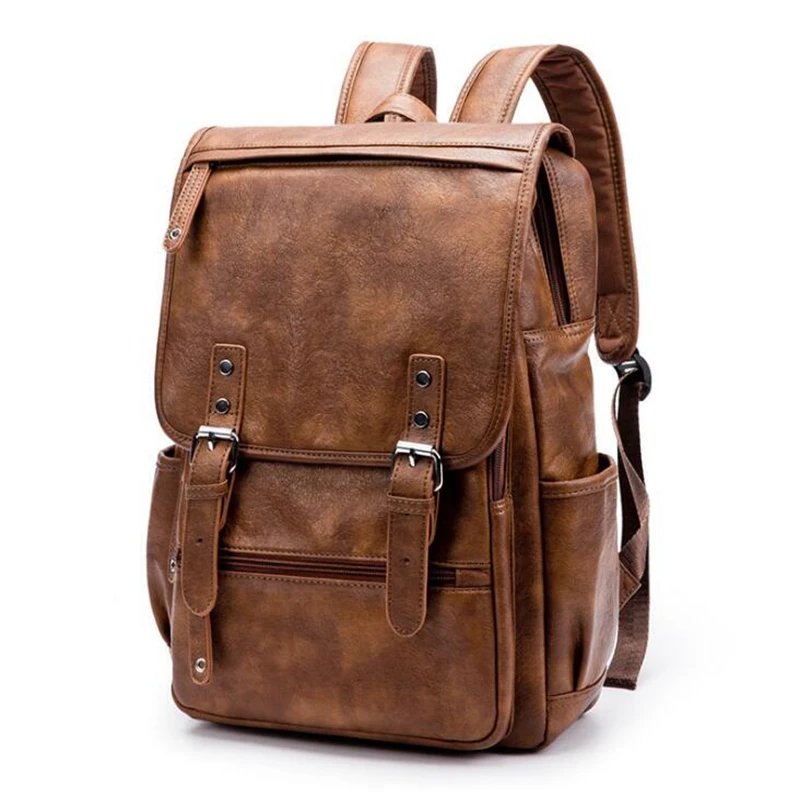 Dreamtop DTD405 vintage young man PU leather backpack fashion laptop school bag wholesale backpacks china