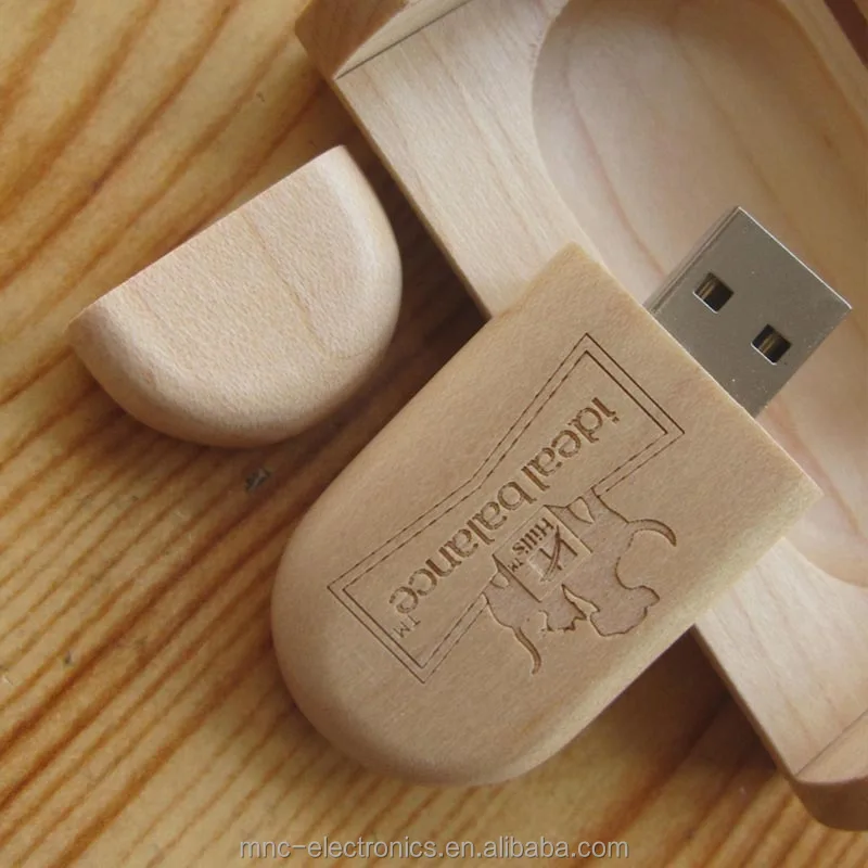 Green ecological promotional gift custom laser etching branded 4GB wooden usb flash with gift box