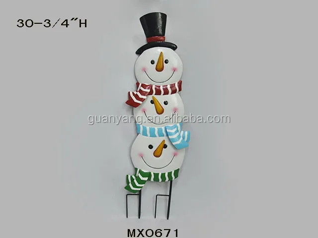 Metal Christmas Holiday Yard Winter Garden Stakes Snowman Santa Stakes