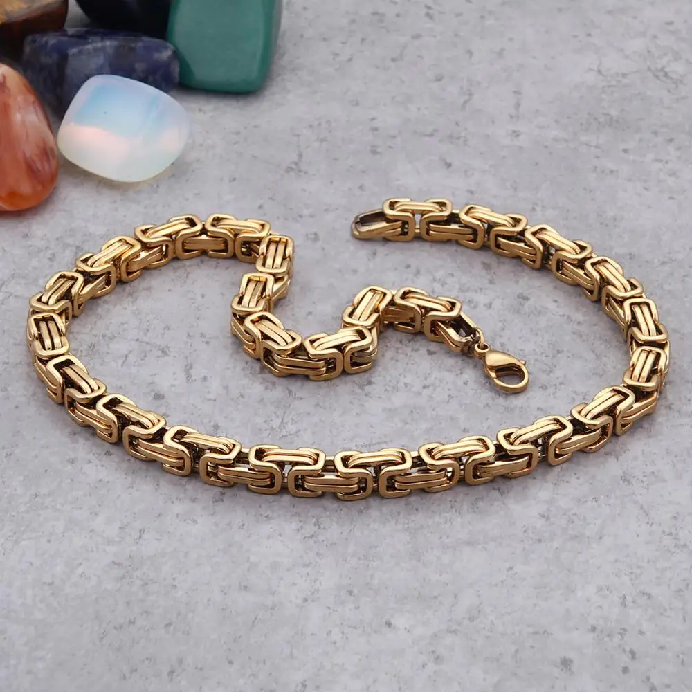 
Wholesale Mens Heavy Link Biker 18K Gold Stainless Steel Chain Necklace 