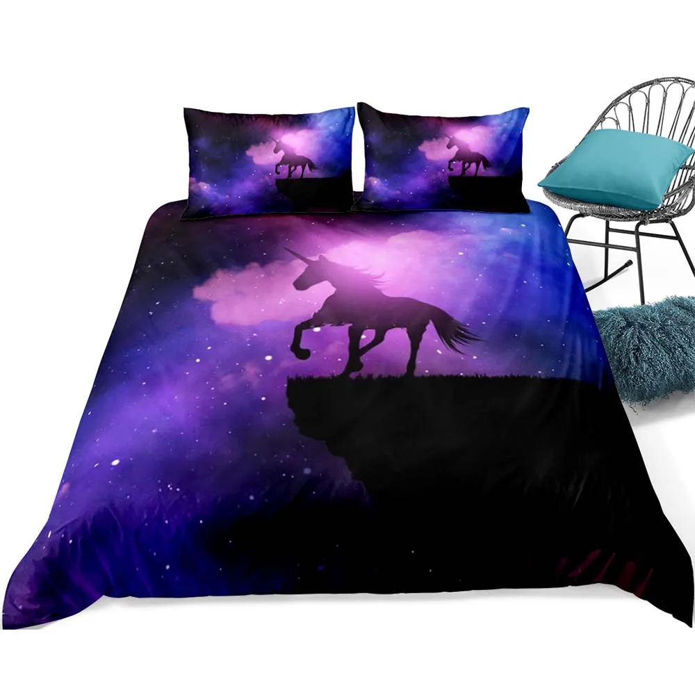
Wholesale Queen King Sizes 3D Printed Unicorn Bedding Set Microfiber Modern Duvet Cover 