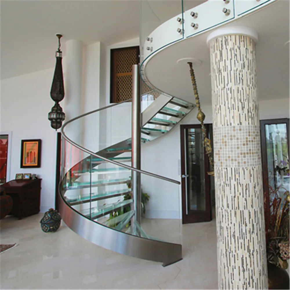 New arrival exterior spiral staircase prices with glass handrail design