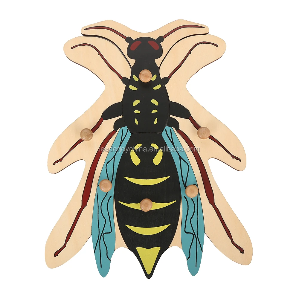 2020 high quality  educational material for montessori wooden wasp puzzle toys