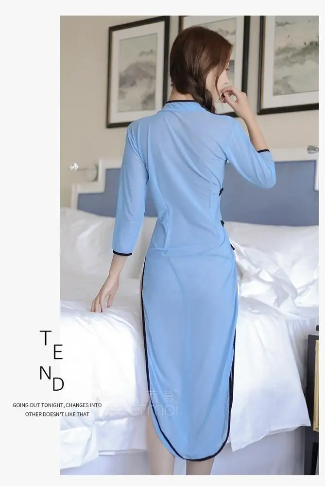 Японский косплей костюм Cheongsam, дамское нижнее белье, корсет с Боковым Разрезом, ночная рубашка, одежда для сна, платье