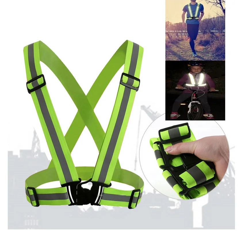 latest design printing private label high brightness glow in the dark reflective blank workout exercise sports vest belt wear