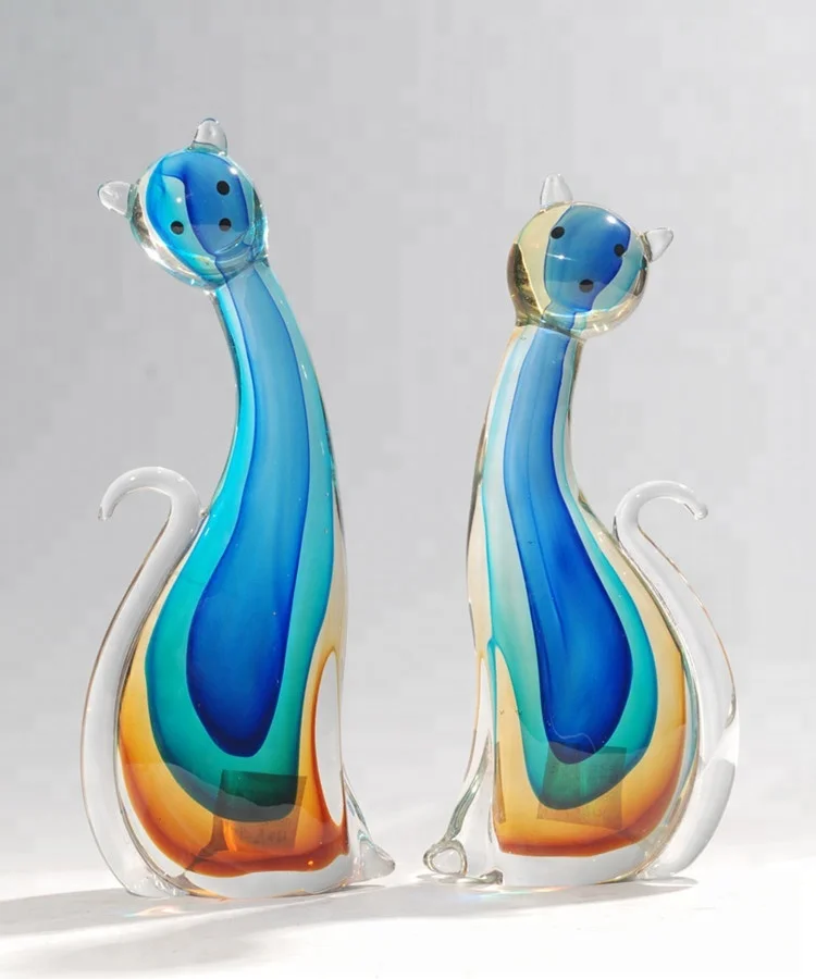 Murano Cute Hot Sell And Quality Well-Behaved Cat Glass Art