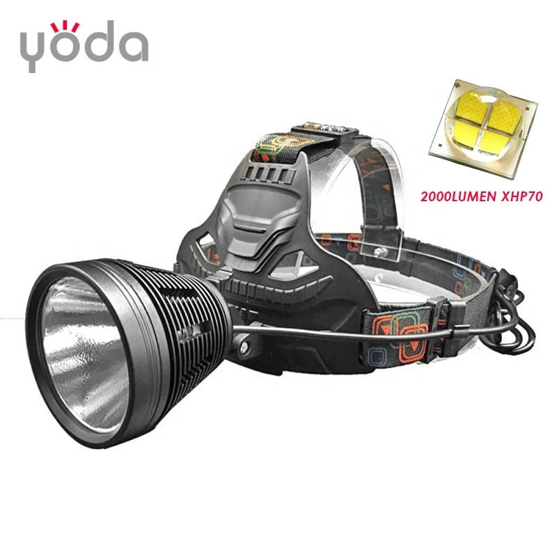 Long Range 12000 mah High Power fan built in Led XHP70 Headlamp