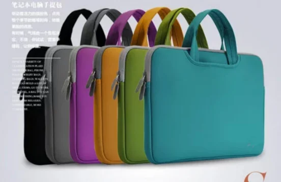 Neoprene soft laptop sleeve tote bag carrying case briefcase business laptop bag with Pockets for Charger /Mouse/ keyboard