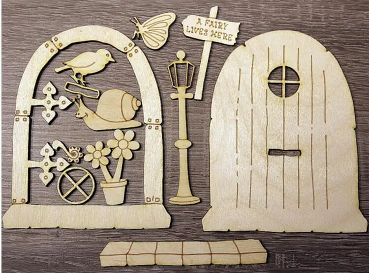Elf Door Mini Wooden Fairy Door Fairy Garden Miniature Decoration Pack Fairy Door Garden House