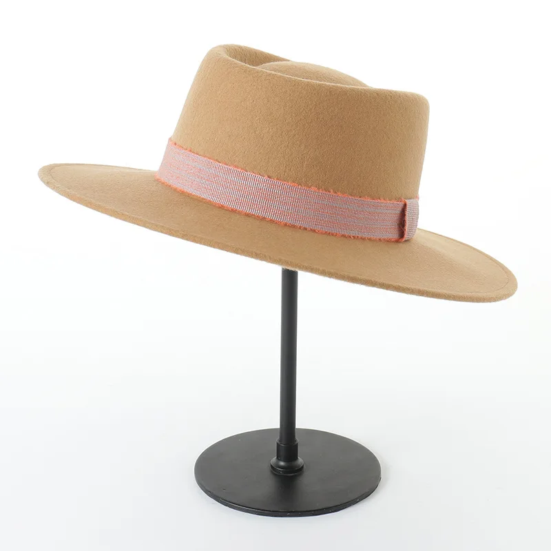 
High Quality 100 Wool Felt Pork Solid Flat Top Hat 