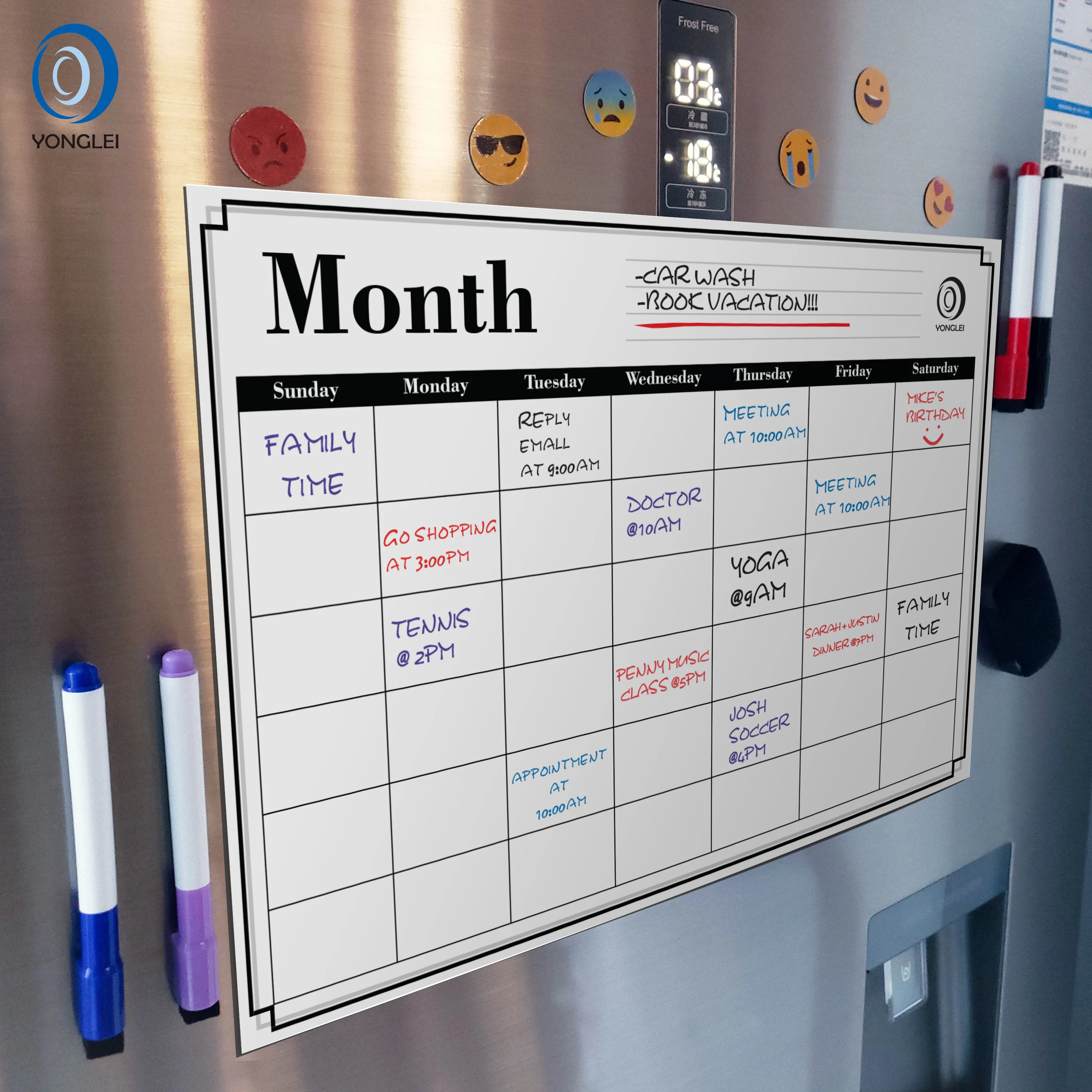 5.8-1A2 Dry erase magnetic refrigerator calendar fridge magnet writing board