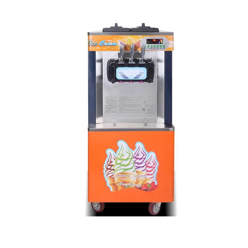 Wholesale air cooled rainbow three-head soft serve swirl ice cream machine for ice cream making