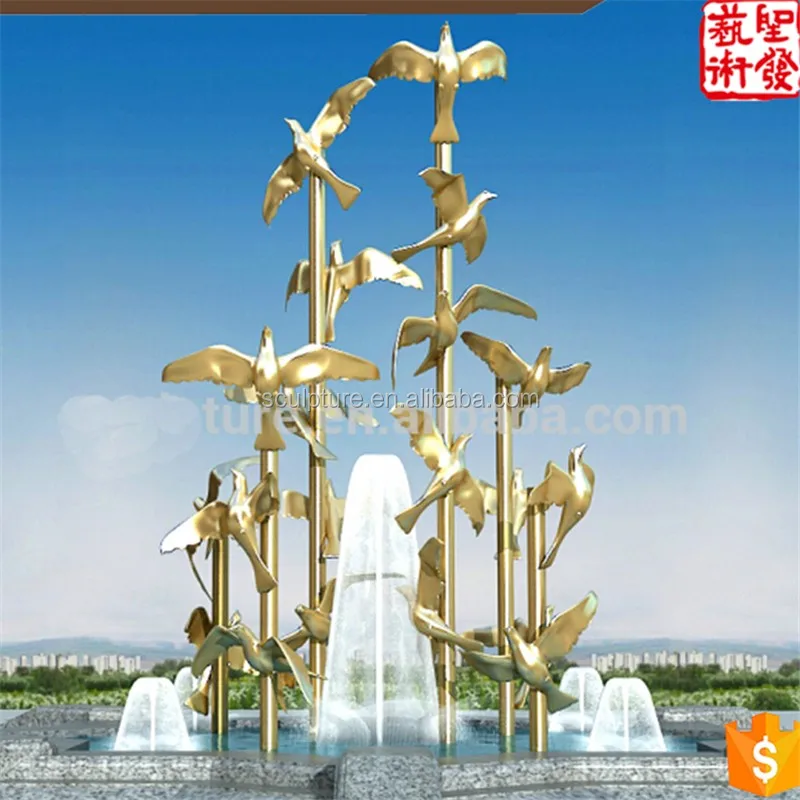 
Stainless Steel 304 Outdoor Sculpture Large Metal Garden animal birds Sculpture 