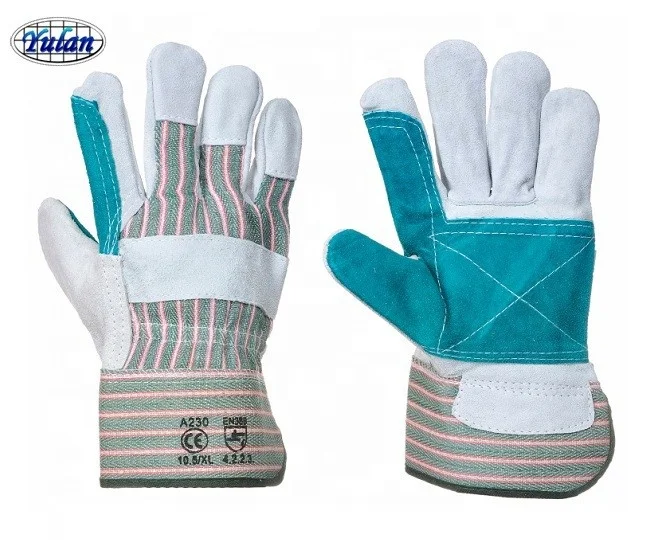 Yulan LC301 Rigger Cow Split Leather Reinforced Palm Gloves Double Palm