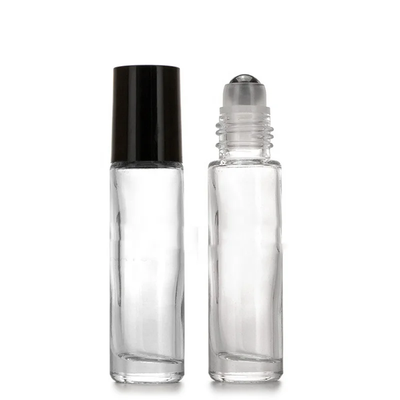 Low MOQ 10 ml Mini Clear Essential Oil Stainless Steel Roller Bottle Perfume Roll On Glass Roller Bottle Packaging (NRB16) (62214120701)