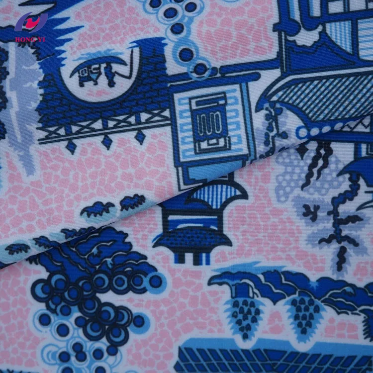 Eco Friendly  Anti-UV Lycra Spandex Printed Fabric for Swimwear