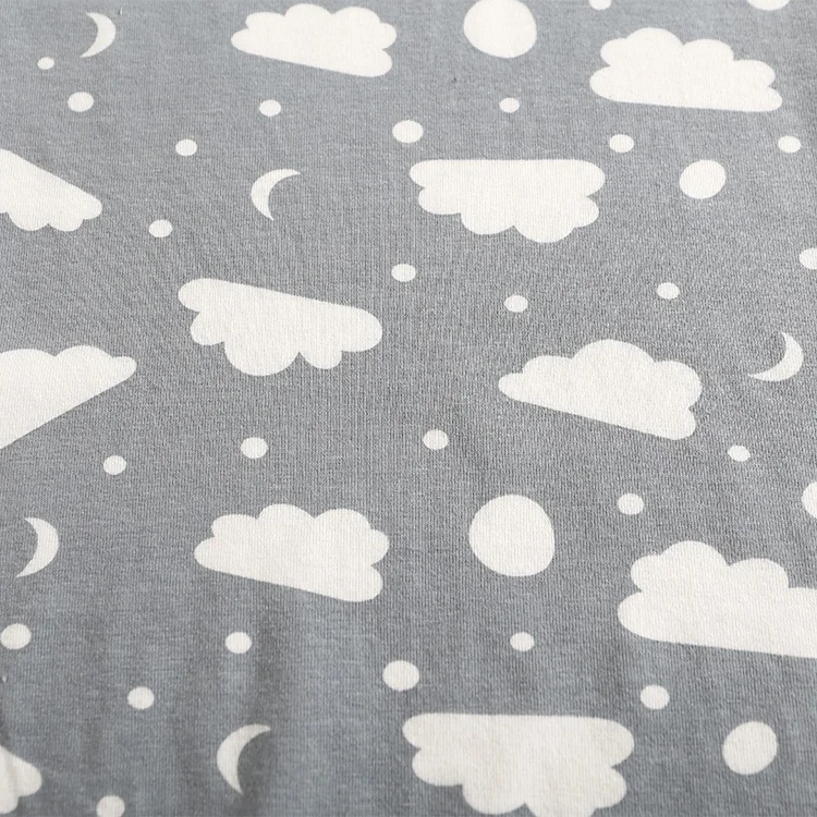 
Single jersey cloud print 100% combed cotton jersey knit sweat suit baby clothing fabric 