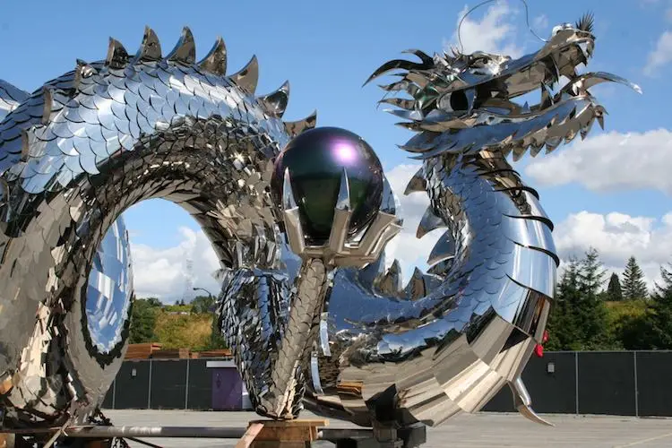 Large Outdoor Decoration Dragon Statue Big Stainless Steel  Sculpture