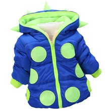 European and American fashion horn children winter Hooded Jacket wave cotton jacket zipper children babies warm