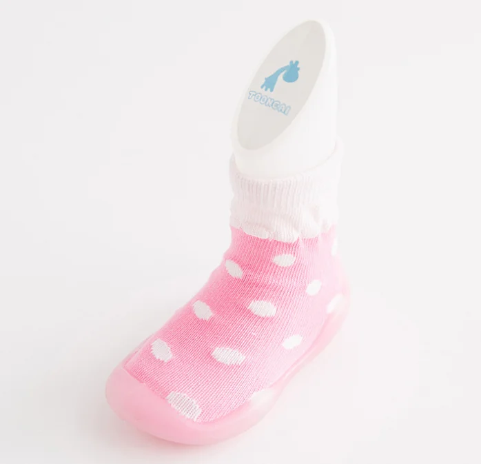 
Polka dot 5 solid color rubber sole anti silp kids pre walk socks 
