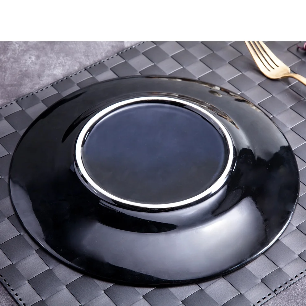7' 8' 9' 10.5' 12' Matte Black Dinner Plate Round Flat Plates