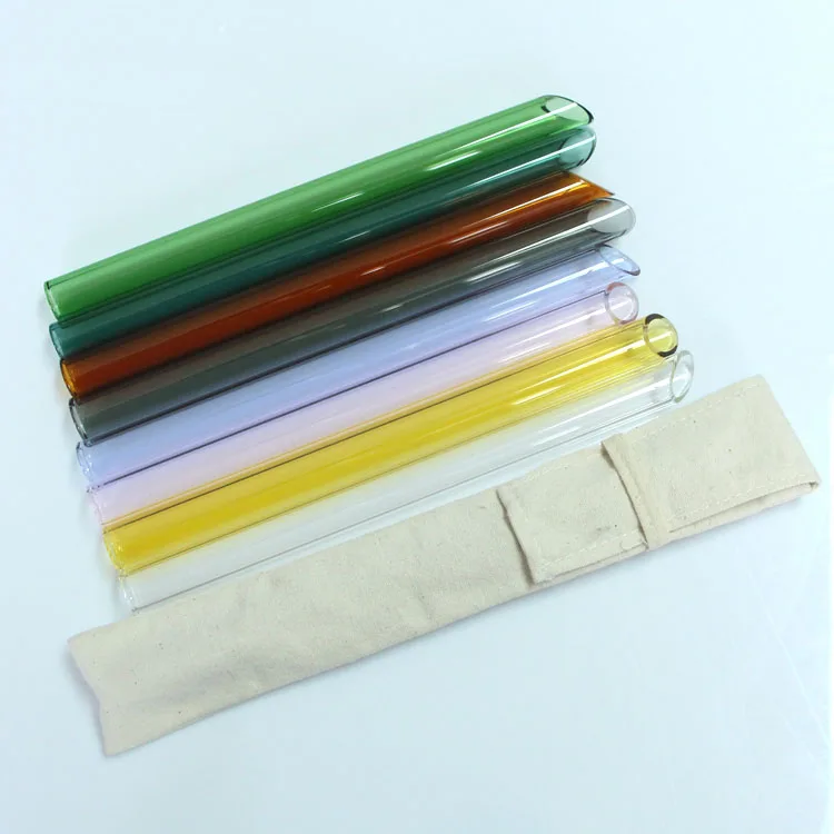 16mm Boba Borosilicate Straight Glass Drinking Straws With Slanted tip