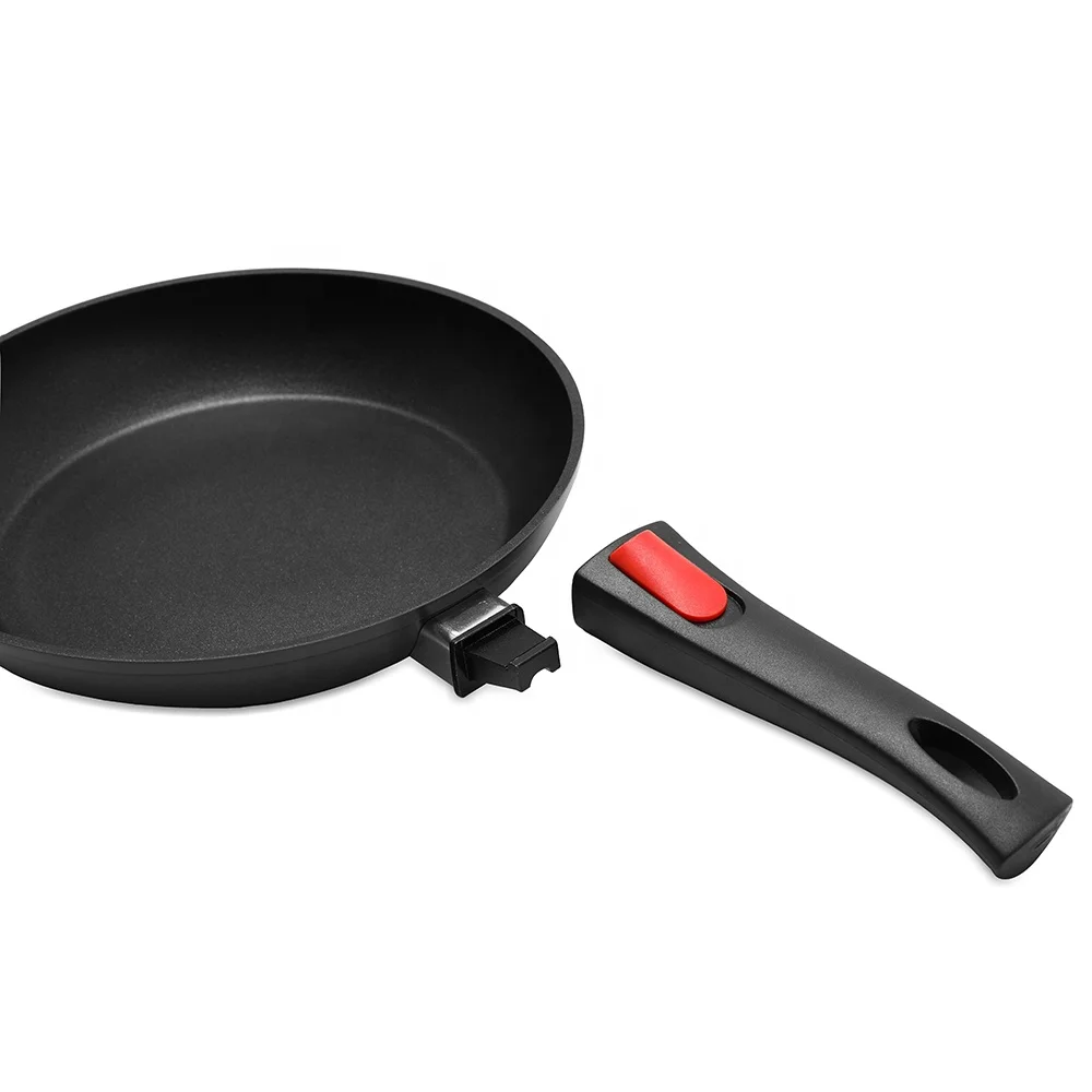 Aluminum forged fry pan with premium nonstick ceramic coating and detachable handle